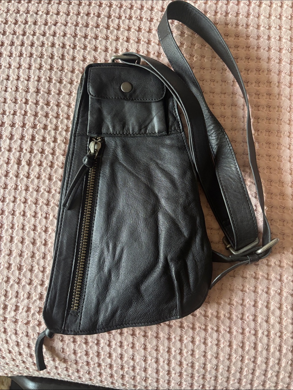 Free People Black Leather Sling Bag